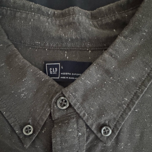 Black Speckled Gap Men’s Button-Up Shirt – Size Large - Picture 4 of 6